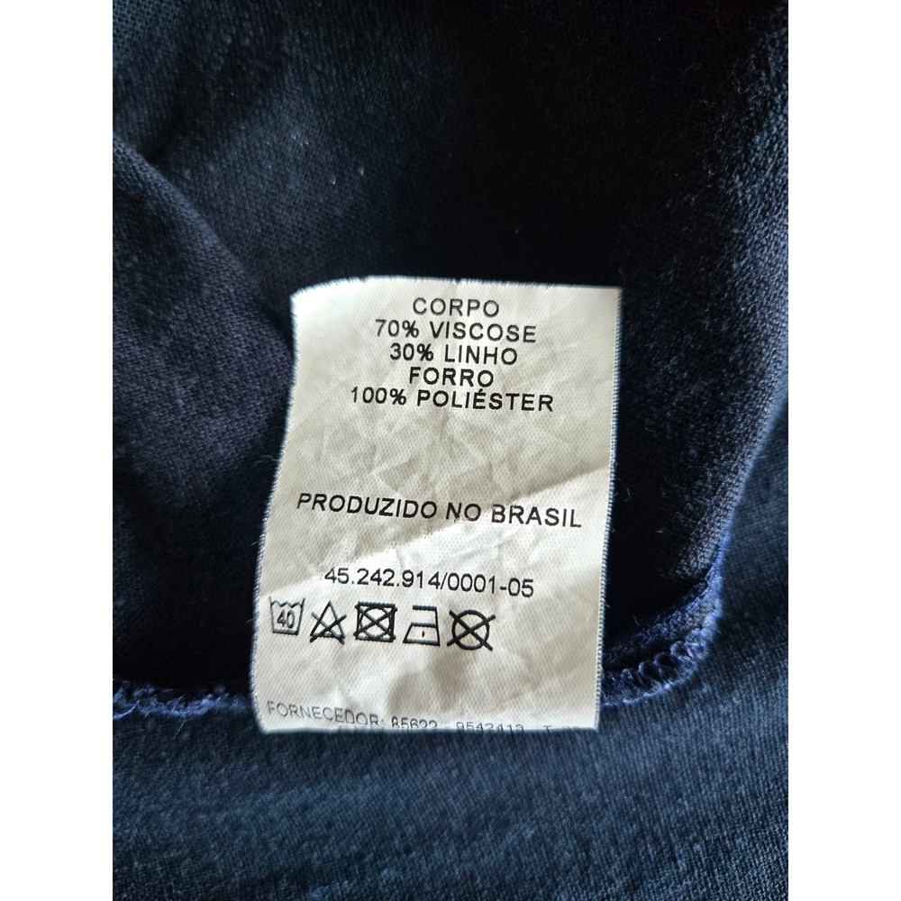 Yessica Navy Blue Linen Blend Button Front Midi Dress M Coastal Chic Minimalist - Picture 10 of 10